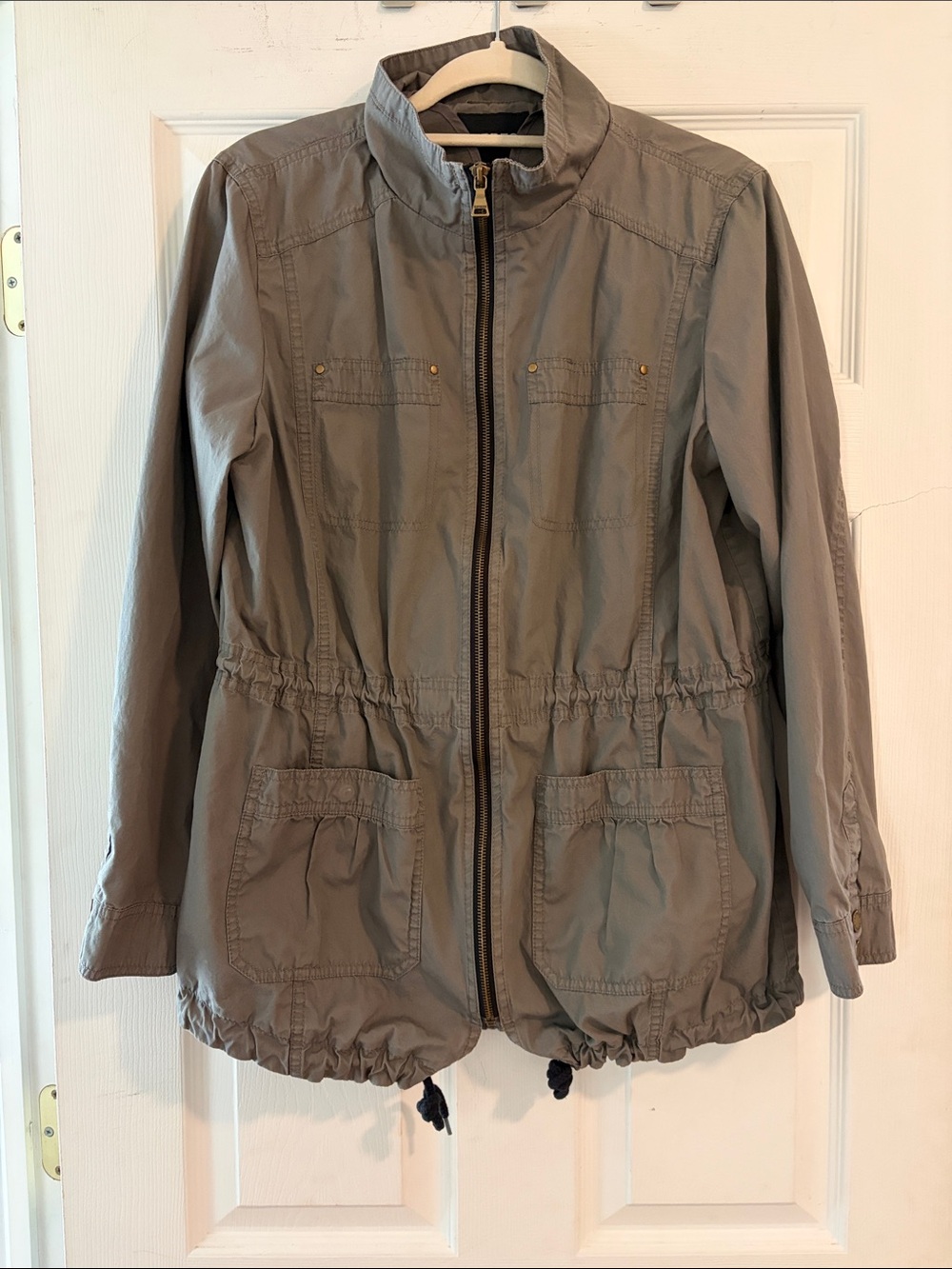 Express Light Gray Utility Jacket with Drawstring Waist
